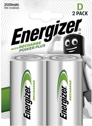 Energizer Power Plus HR20 Mono D Akku NiMH 2500 mAh 1.2V 2er Pack Silber - Bild 1