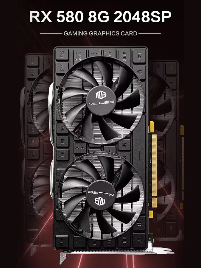 AMD Radeon RX 580 8GB GDDR5 Grafikkarte in Schwarz mit PCIe 3.0 x16 Anschluss für Desktop-Computer - Bild 4