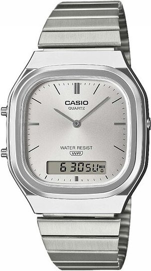 Casio Armbanduhr Vintage, Analog-Digital, Edelstahl, Silber, 40,9 mm, Unisex - Bild 1