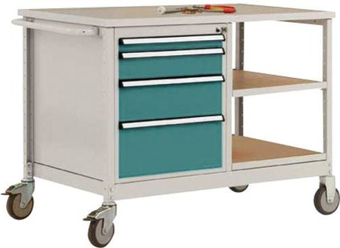 Manuflex MW2001.5021 Werkbank Mobil in Wasserblau aus Stahl und Holz, B/T/H: 113,5 x 78,0 x 59,0 cm - Bild 1