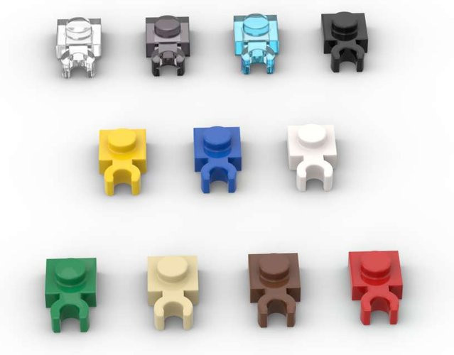 SixBricks Bausteine Horizontale Klemme Platte, 10-teiliges Set, Weiß - Bild 1