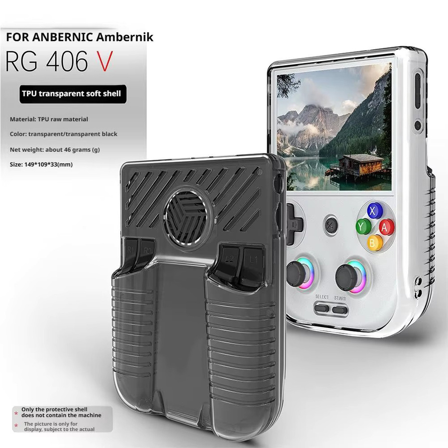 Anbernic TPU-Schutzhülle für RG 406V Handheld-Spielekonsole, transparent, kratzfest und stoßfest mit verbessertem Griff - Bild 3