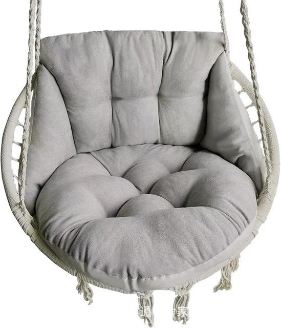 Hängesessel Kissen für Eiersessel in Grau mit runder Sitzfläche und Rückenlehne, B/T/H: 65 x 70 x 50 cm - Bild 1