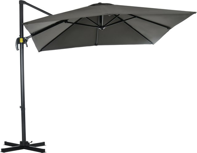 Outsunny Ampelschirm Roma in Grau mit Kurbel und drehbarer Funktion für Terrasse und Garten, B/B/H: 245 x 245 cm - Bild 1