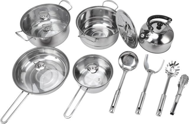 Aimo Kochgeschirr-Set aus Edelstahl mit Antihaftbeschichtung in Grau und Silber - Bild 1