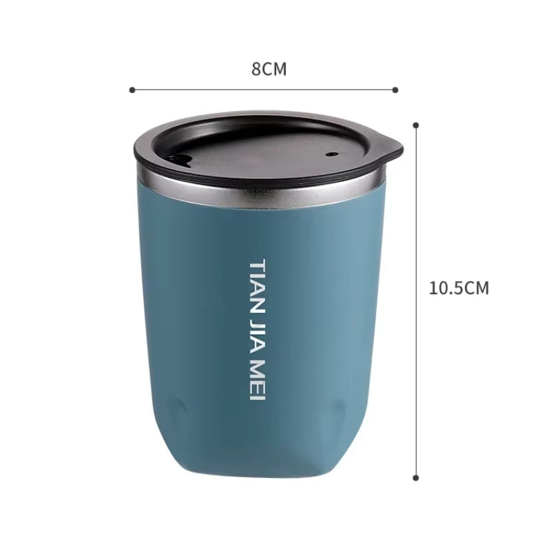 JUSTINLAU Thermoskanne aus Edelstahl in Schwarz, 300 ml, tragbare Isolierflasche für Kaffee und Milch - Bild 5