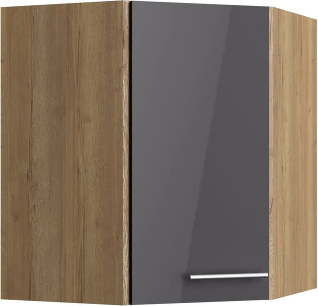 Optifit Küchen-Eckoberschrank Jonte in Anthrazit-Wildeiche, B/T/H: 60 x 60 x 70,4 cm, Tiefe: 34,9 cm - Bild 1