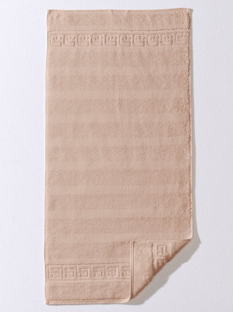 Cawö Handtuch Set Beige gestreift aus 100% Baumwolle Walkfrottier mit Mäanderborte, Inhalt: 1 Handtuch (Breite: 50 cm, Höhe: 100 cm), 1 Duschtuch (Breite: 80 cm, Höhe: 160 cm), 2 Waschlappen (Breite: 16 cm, Höhe: 22 cm), 2 Gästetücher (Breite: 30 cm, Höhe - Bild 1