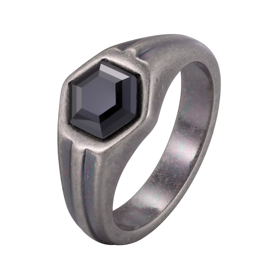 prjewel Ring Edelstahl, Schwarz, Zirkonia, Herren, Vintage - Bild 6