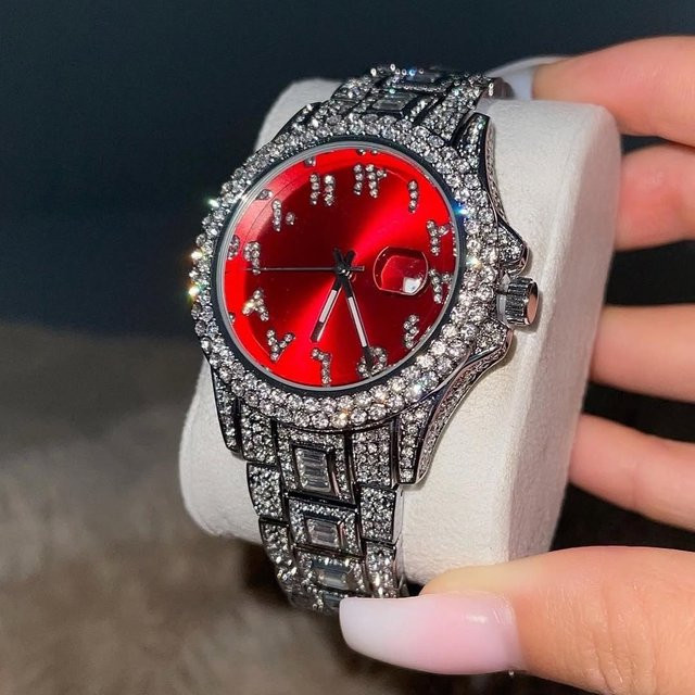UNIGUET Armbanduhr Edelstahl, Rot, Diamantbesetzt, Damen - Bild 1