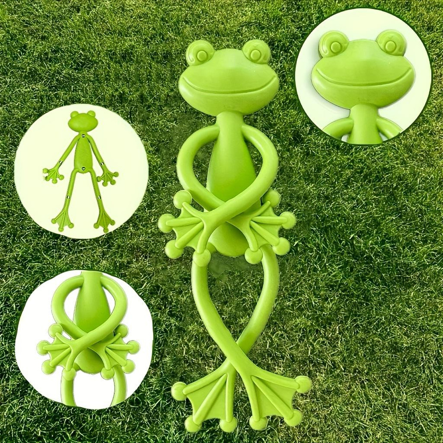 NATAWA 3er Set Froschförmige Pflanzentöpfe aus Kunststoff in Grün für den Tisch - Bild 3