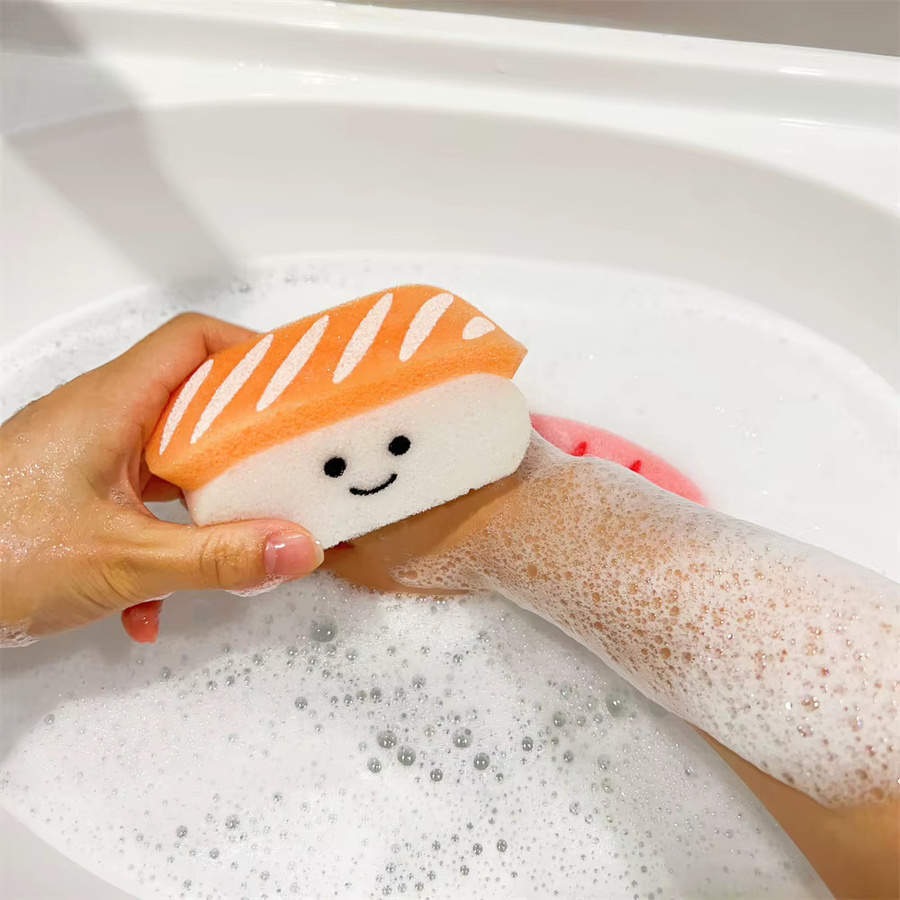 Salmon-Sushi-Badeschwammbälle zur Gesichtspflege, Unisex - Bild 2