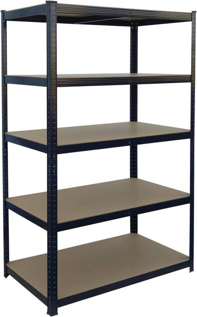 Relaxdays Schwerlastregal mit 5 Böden aus Stahl und MDF, Schwarz-Braun, höhenverstellbar und teilbar, B: 100 cm, T: 40 cm, H: 200 cm - Bild 1