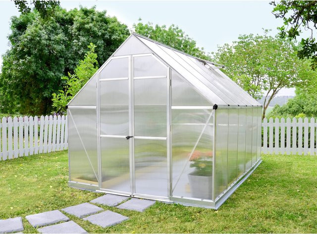 Canopia Essence Gewächshaus mit Fundamentrahmen in Silber aus Aluminium und Polycarbonat mit Satteldach - Bild 2