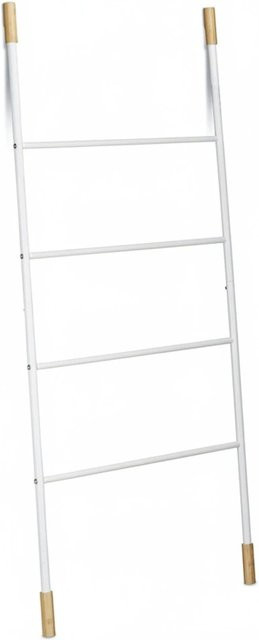 Relaxdays Handtuchleiter aus Eisen und Bambus in Weiß mit 4 Sprossen, B: 150 cm, H: 69 cm, T: 2 cm - Bild 1