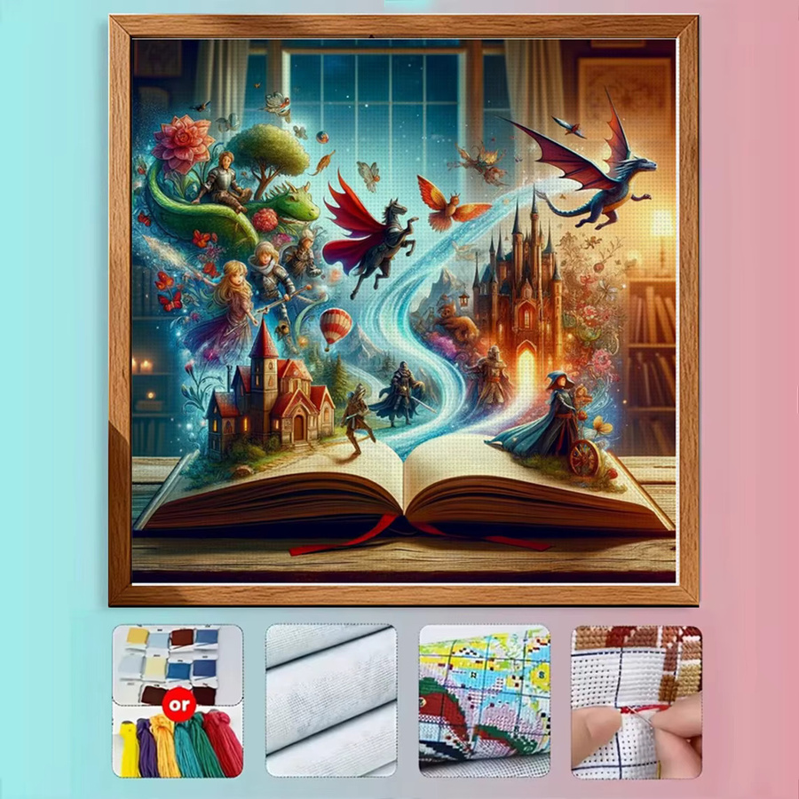 Magic Pages Kreuzstich-Set zum Selbermachen, 11CT Stickerei in Multicolour, B/B: 36 x 36 cm - Bild 3