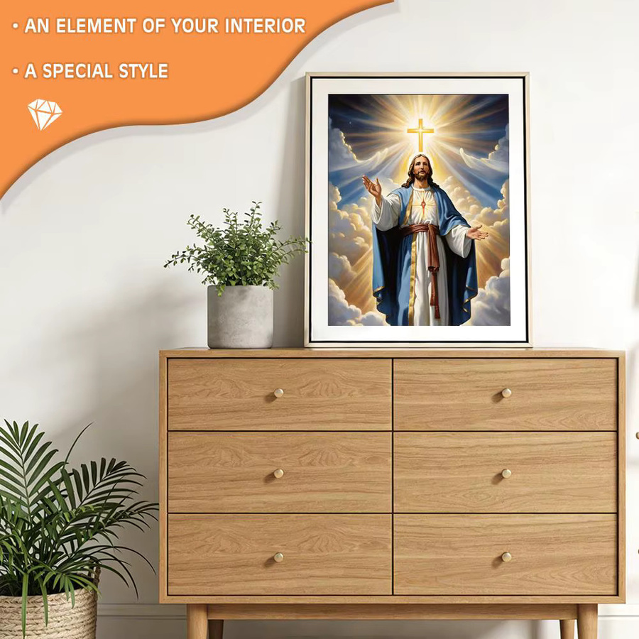 Huacan DIY Diamantmalerei Jesus Religiöses Porträt als Diamantstickerei Set in Multicolour, Breite: 30,0 cm, Höhe: 20,0 cm - Bild 3