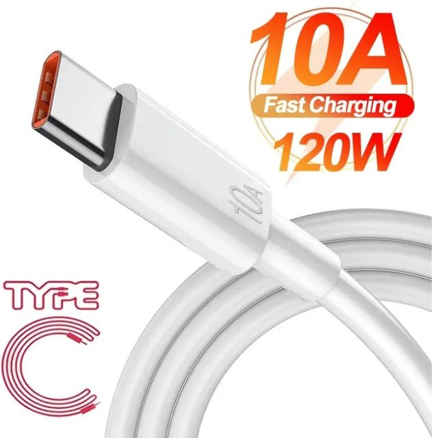 USB-C Verlängerungskabel Typ C zu Typ C Schnellladekabel 120W 10A Datenkabel in Weiß - Bild 1