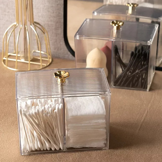 Transparente Aufbewahrungsbox aus Acryl für Kosmetik und Wattestäbchen - Bild 1