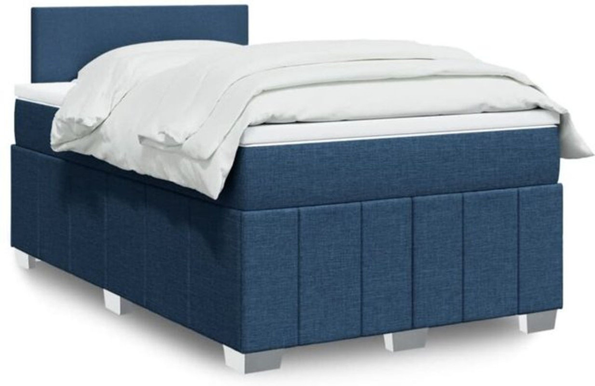 Vidaxl Boxspringbett mit Matratze aus Stoff in Blau und Weiß, Modernes Design, B/T/H: 200 x 120 x 100,5 cm - Bild 1