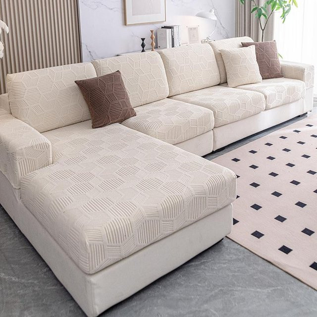 Wasserdichter und rutschfester Sofabezug von BC-Warm Home in Beige, elastischer Jacquard-Stoff für alle Jahreszeiten, XL - Bild 1