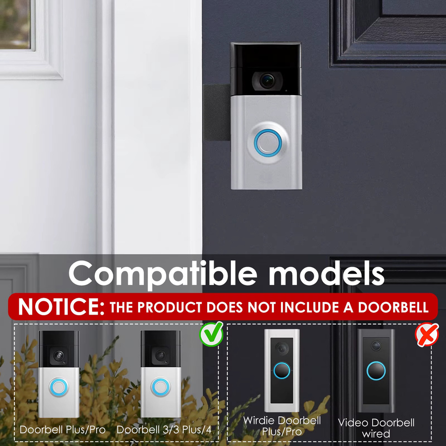 Ring Selbstklebende Kamerahalterung für Video-Türklingeln in Schwarz, kompatibel mit Ring Battery Video Doorbell, Doorbell Plus und Pro, ideal für Mieter und Wohnungen - Bild 4