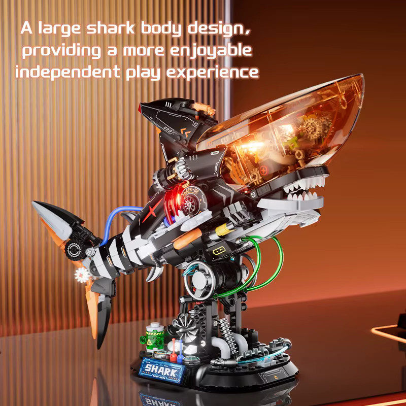 Weekit Shark Modell Bausteine Mechanischer Riesenhai als kreatives Meerestier Spielzeug für Erwachsene in Mehrfarbig - Bild 5