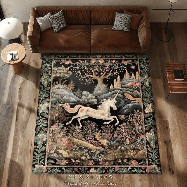 Karpetti Teppich Magisches Einhorn Floral mit Blumenmuster, rutschfest und weich, B/B: 80 x 120 cm, Multicolour - Bild 1
