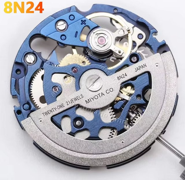 Miyota Automatisches mechanisches Uhrwerk, blau, 3-Zeiger, Silber - Bild 1