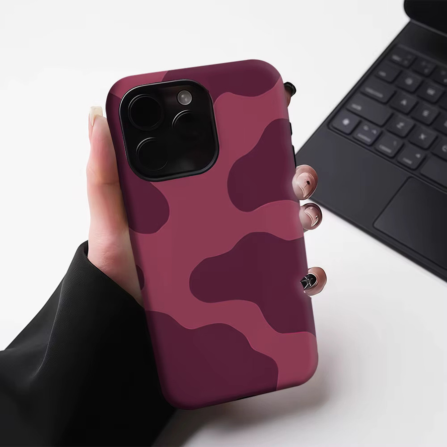 Potdemiel Magnetische Handyhülle Fuchsia Gradient Wave Double-Layer Tough Case für iPhone 17 16 15 14 Pro Max Plus in Pink und Purple - Bild 5