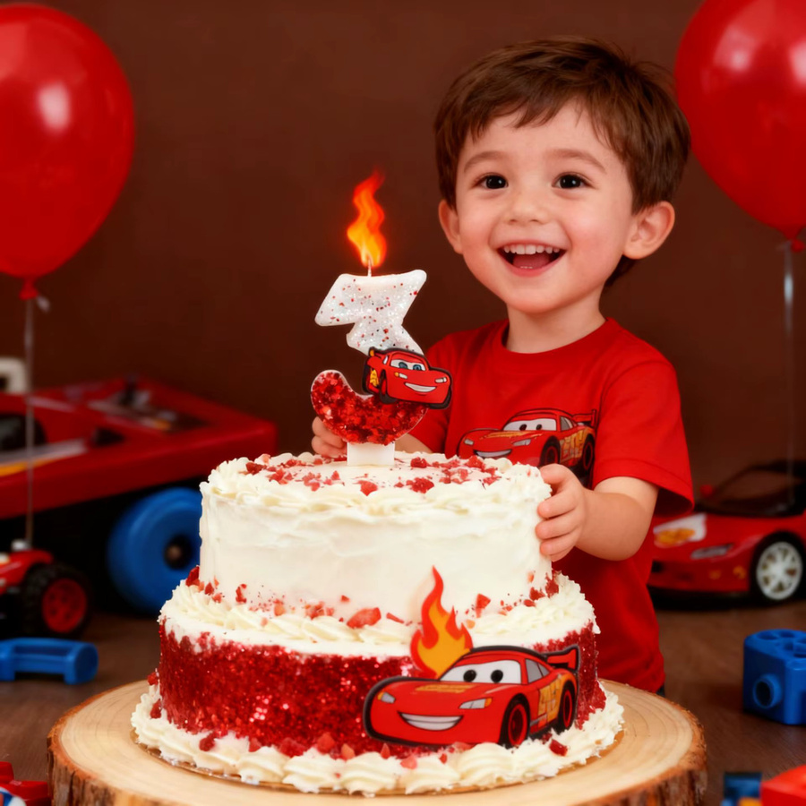Digitale Geburtstagskerze MINISO Racing Story Lightning McQueen mit Plugin, Mehrfarbig - Bild 2