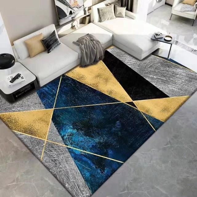 Geometrischer Samtteppich von Yiran Furniture, flauschiger Rechteckteppich aus Polyester in Multicolour, B/T: 140 x 200 cm - Bild 1
