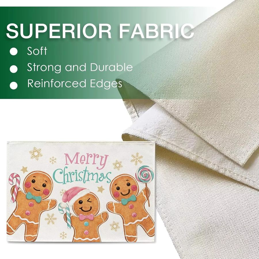 VIKAMA Weihnachtliche Tischmatte mit Lebkuchenmann Motiv in Multicolor für Küche und Restaurant - Bild 2