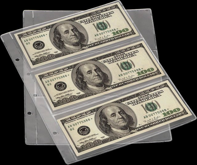 Transparente 3-Slot Schutzbeutel für Banknoten und Geldscheine als Sammelalbum für Papiergeld - Bild 1