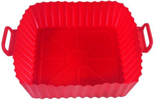 Wiederverwendbares Silikon Backblech für Airfryer als Antihaft Kochmatte und Pizzaform in Rot - Bild 1
