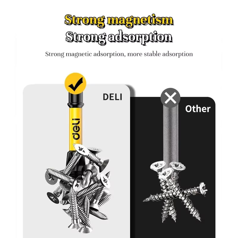 Deli Schraubendreher-Bit Set PH2, 6 Stück, rutschfest und stoßfest, magnetisch, Längen: 25 mm, 50 mm, 65 mm, 70 mm, 90 mm, 150 mm - Bild 3