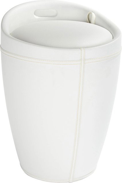 Wenko Hocker Candy in Weiß mit Lederoptik, B/T/H: 36 x 36 x 50,5 cm - Bild 1