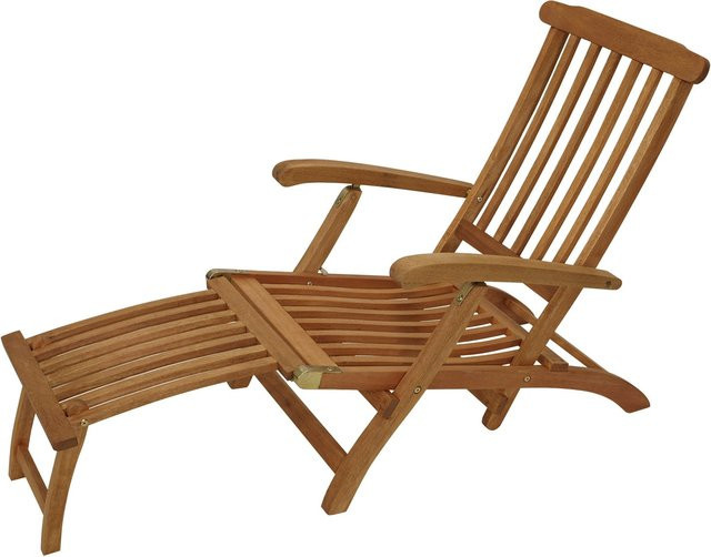 DEGAMO Deckchair MAINE klappbarer Liegestuhl aus geöltem Eukalyptus-Hartholz in Braun - Bild 1