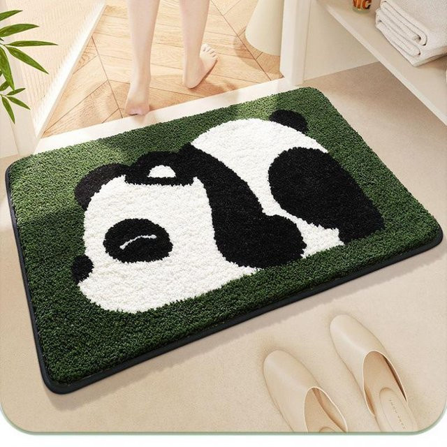 Cartoon Panda Badezimmer Bodenmatte aus Polyester, rutschfest und schnell trocknend, B/T: 80 x 50 cm - Bild 1