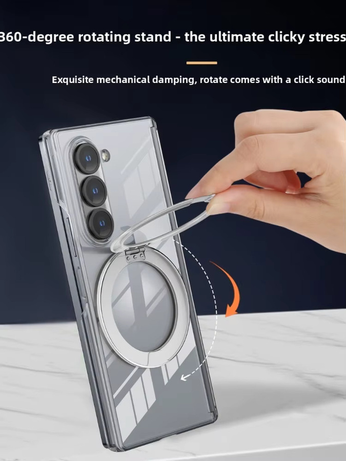 Transparente Schutzhülle mit Scharnier und drehbarer Halterung für Samsung Galaxy Z Fold 7, 6 und 5 mit magnetischer Anziehung - Bild 4
