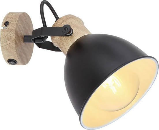 Globo Lighting Wandstrahler Wiho in Holzfarben und Schwarz mit Ø 15 cm