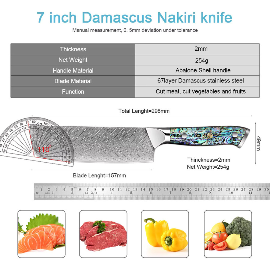 Xituo Nakiri Kochmesser aus Damast-Stahl mit High Carbon Super Stahl in Multicolour - Bild 2