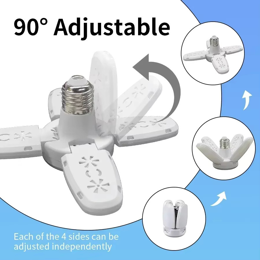 GGBEE LED-Pendelleuchte in Weiß, 28 W, E27, faltbare 4-blättrige Design-Lampe für Wohnzimmer und Garage - Bild 2