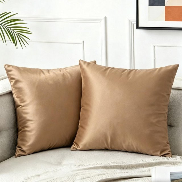 JMG Clothing Kissenbezug aus imitierter Seide in Beige, quadratisch, B/B/B: 45 x 45 x 45 cm - Bild 1