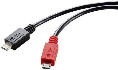 Renkforce USB 2.0 Micro-USB Kabel mit OTG-Funktion Schwarz, Länge: 0,30 m - Bild 1