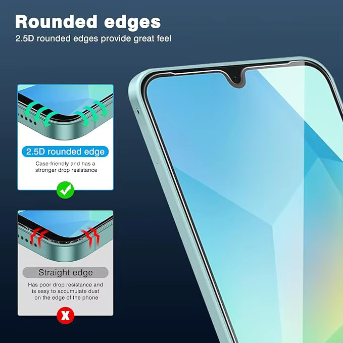 3er-Pack Samsung Galaxy A16 5G Displayschutzfolie aus gehärtetem Glas mit HD 9H Schutz, transparent - Bild 4