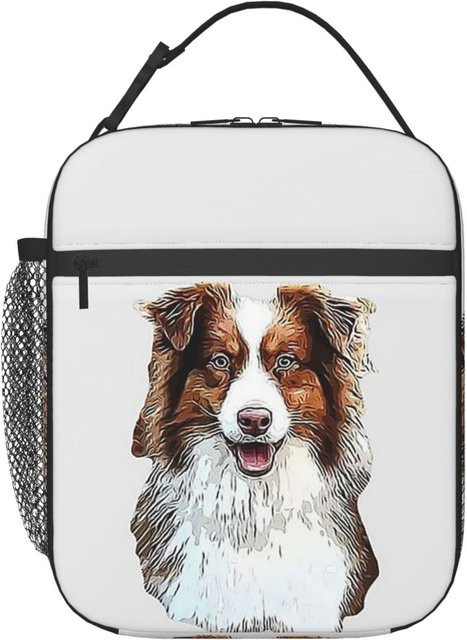 Isolierte Lunchtasche mit Australischem Schäferhund Rot Tricolor Design von Fancy Style Studio, Thermische Kühltasche für Kinder, Weiß - Bild 1