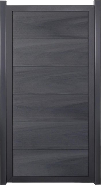 GroJaViento Zaunelement BPC co-extrudiert in Steingrau mit Anthrazit Rahmen, B/H: 90 x 180 cm - Bild 1