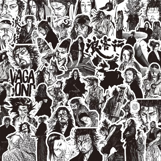 FANLU Vagabond-Aufkleber, 80 Stück, Schwarz-Weiße Cartoon PVC-Sticker - Bild 1