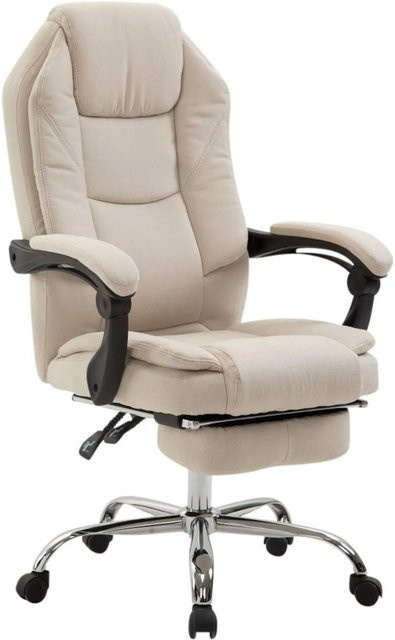 DELUKE Bürostuhl MEDHA Ergonomischer Stoffstuhl in Creme mit Chromgestell, H x B x T: 114 x 67 x 64 cm - Bild 1